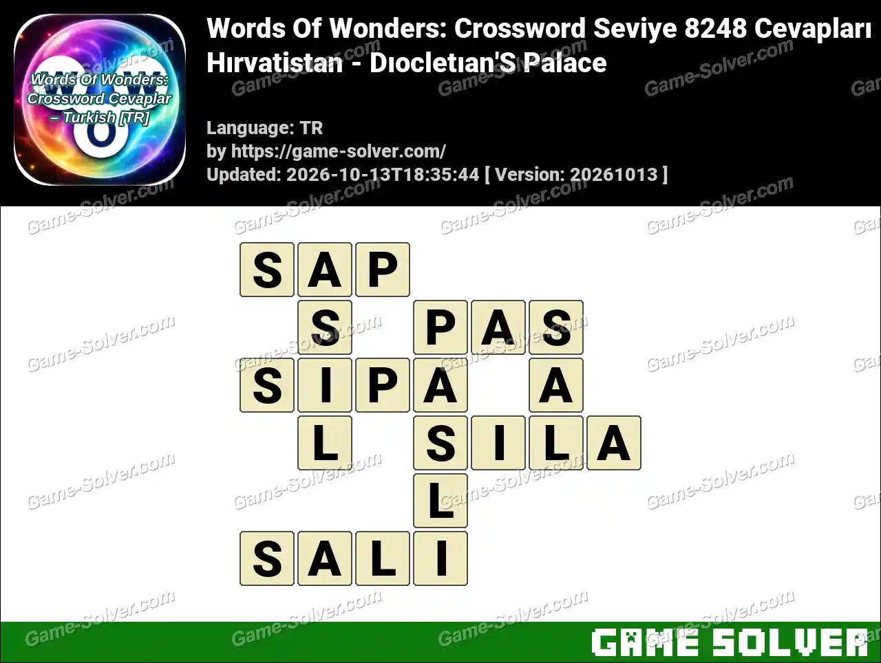 Words Of Wonders: Crossword Seviye 8248 Cevapları – Hırvatistan – Dıocletıan’S Palace